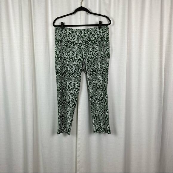 Jude Connally Green Giraffe Print Knit Cropped Pants Sz.L - Picture 1 of 11